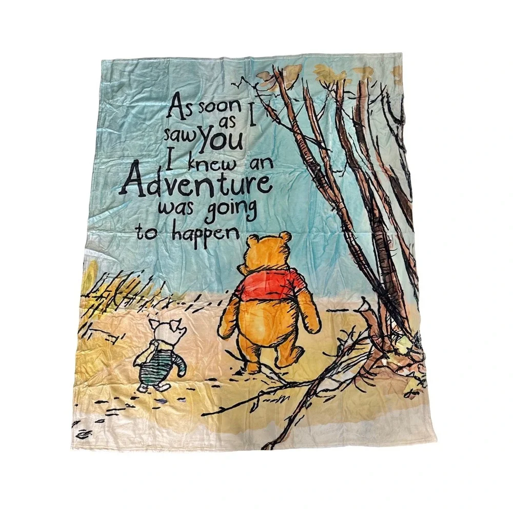 Disney Winnie the Pooh Adventure Plush Fleece Soft‎ Throw Blanket 50x40 NWOT
